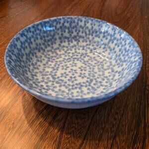 Vintage Japanese Tajimi Porcelain Hand painted underglaze Bowl Blue White Floral